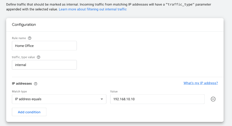 Filter out your own Internet Protocol address in GA4 settings