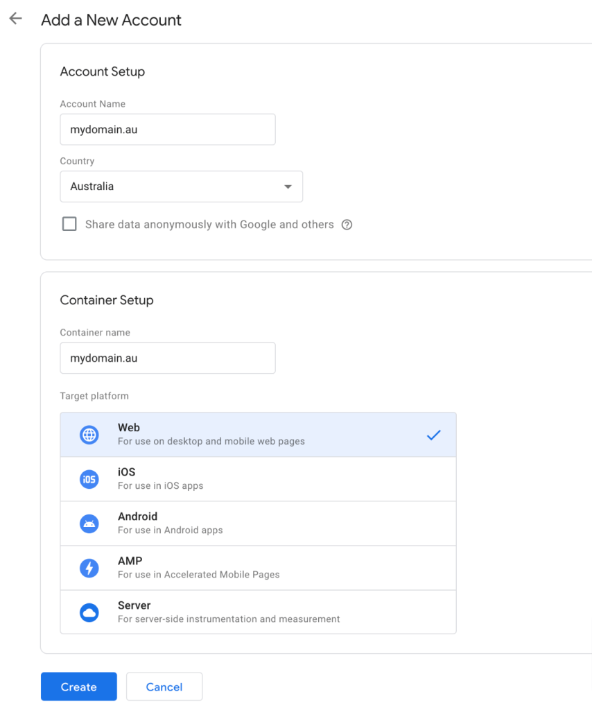 How to setup a new Google Tag Manager account with settings